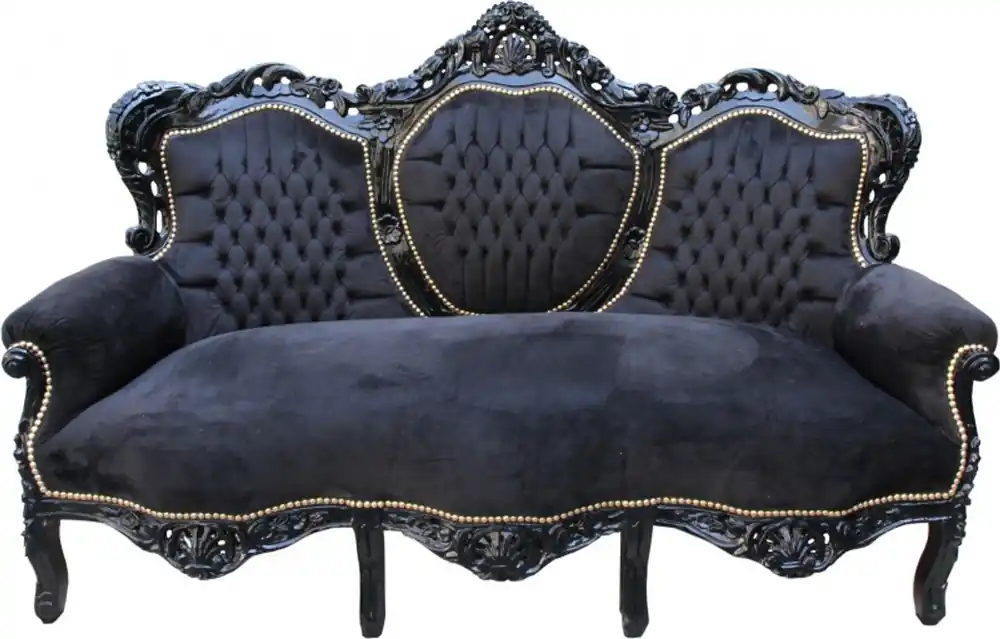 Solange Der Vorrat Reicht Casa Padrino Barock Sofa King Schwarz / Schwarz - Wohnzimmer Couch