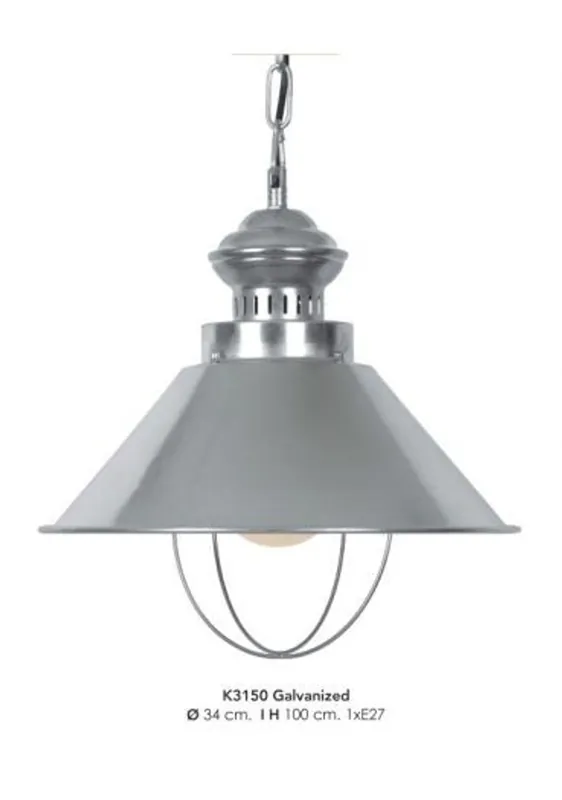 Neu Casa Padrino Hängeleuchte Deckenleuchte Verzinkt Industrial Design 34 cm Durchmesser - Industrie Lampe Leuchte Industrieleuchte