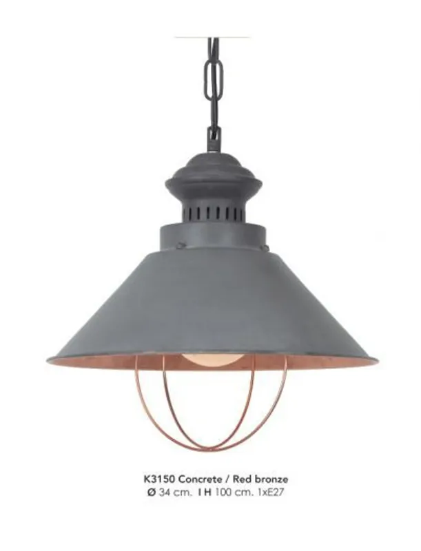 Casa Padrino Hängeleuchte Deckenleuchte Betonfarben / Bronzefarben Industrial Design 34 cm Durchmesser - Industrie Lampe Leuchte Industrieleuchte Neu