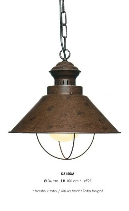 Markenware Casa Padrino Hängeleuchte Deckenleuchte Rostfarben Industrial Design 34 cm Durchmesser - Industrie Lampe Leuchte Industrieleuchte