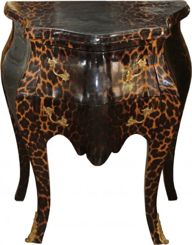Casa Padrino Barock Kommode Leopard H 71 cm, B 60 cm, T 38 cm - Nachttisch Kommode Top-Seller