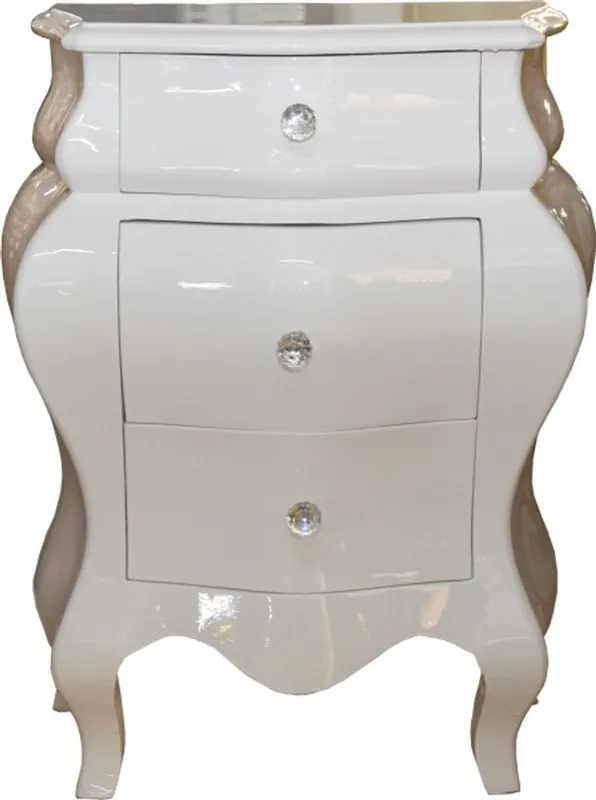 Casa Padrino Barock Kommode Weiss glänzend H 72 cm, B 57 cm - Nachttisch Konsole Sonderangebot