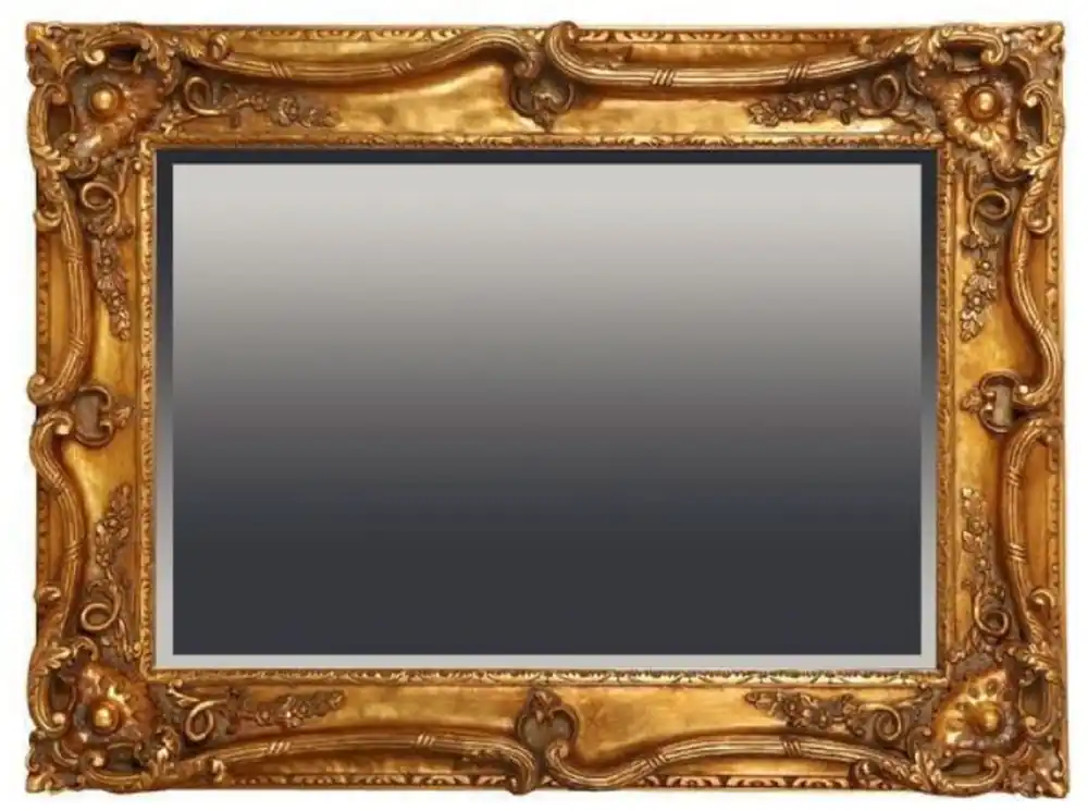 Casa Padrino Barock Spiegel Antik Gold 118 x H. 88 cm - Rechteckiger Wandspiegel im Barockstil - Prunkvoller Antik Stil Garderoben Spiegel - Barock Interior - Handgefertigte Barock Möbel Expressversand