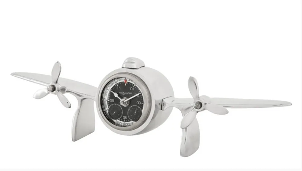 Garantierte Lieferung Casa Padrino Designer Luxus Tischuhr aus Aluminium Silberfarben - Edel & Prunkvoll - Tisch Uhr
