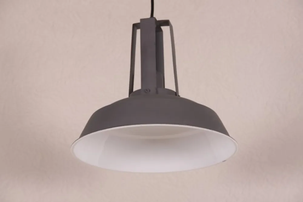 Zertifiziert Casa Padrino Vintage Industrie Hängeleuchte Antik Stil Matt Dunkelgrau Metall Durchmesser 34cm - Restaurant - Hotel Lampe Leuchte - Industrial Leuchte