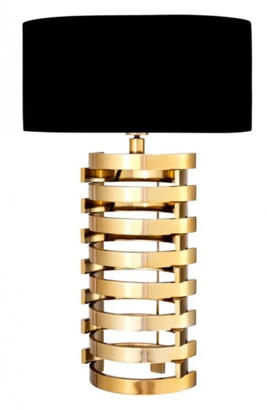 Casa Padrino Luxus Tischleuchte Gold finish / Lampenschirm Schwarz 74 x 50 cm - Leuchte - Luxury Collection Sonderangebot