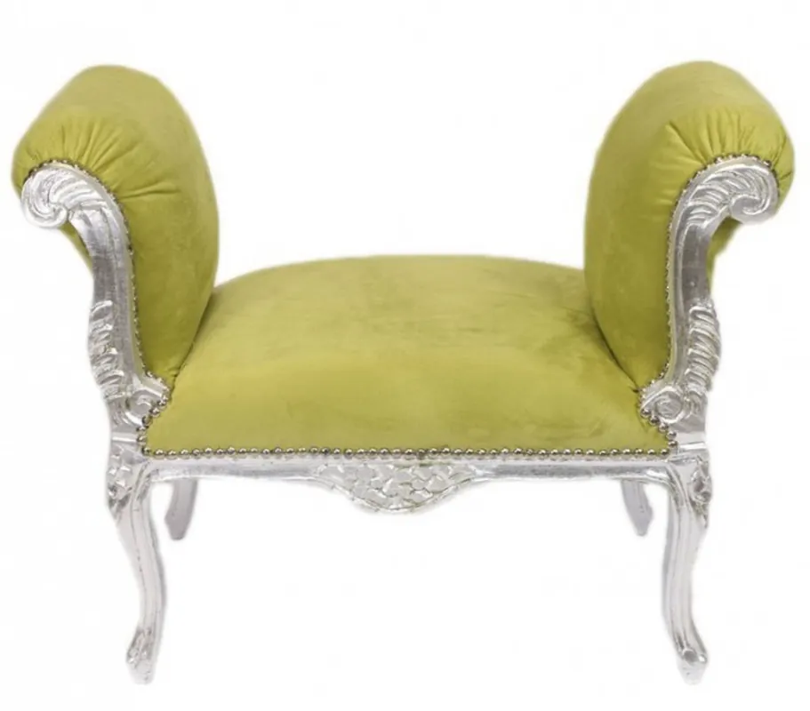 Saisonangebot Casa Padrino Barock Schemel Hocker Jadegrün / Silber - Sitzbank