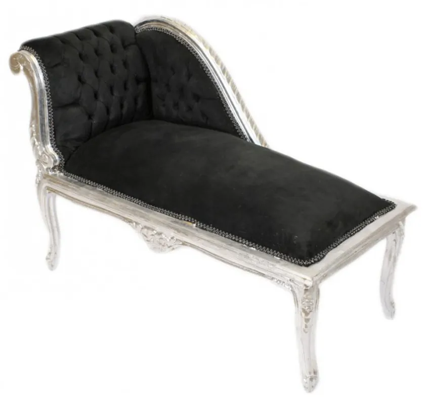 Direkt Vom Hersteller Casa Padrino Barock Kinder Chaiselongue Schwarz / Silber Mod2 - Tron Barock Möbel