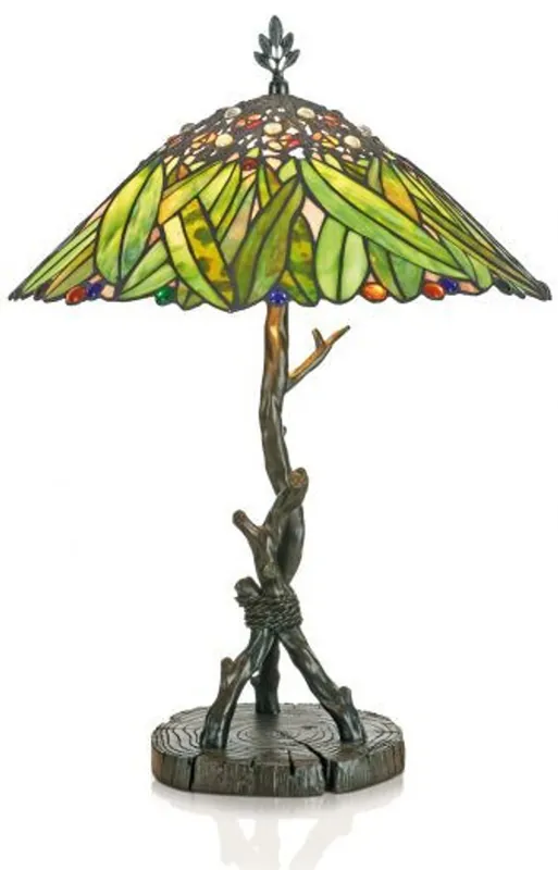 Schnäppchen Casa Padrino Tiffany Tischleuchte Hockerleuchte Bananenblätter 40 cm ModX4a - Leuchte Lampe