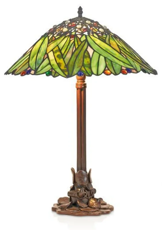 Casa Padrino Tiffany Tischleuchte Hockerleuchte Bananenblätter 40 cm ModX4b - Leuchte Lampe Preis Gesenkt