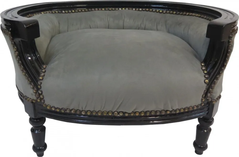 Barock Hunde & Katzen Sofa Grau/Schwarz Hundebett & Katzenbett Wochenendangebot