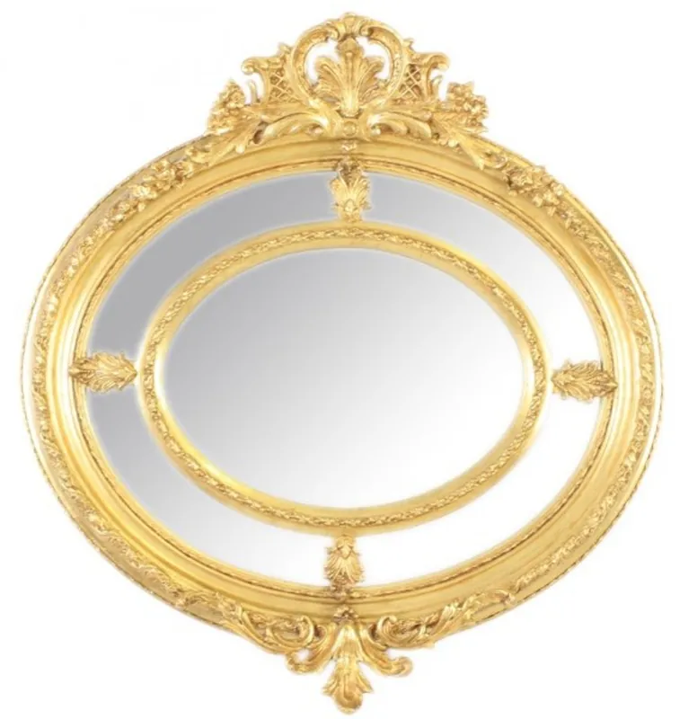 Super-Preis Casa Padrino Barock Wandspiegel Rund Gold 130 x 130 cm - Edel & Prunkvoll - Goldener Spiegel