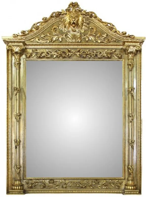 Günstig Riesiger Casa Padrino Luxus Barock Wandspiegel Löwenkopf Gold 260 x 170 cm - Massiv und Schwer - Goldener Spiegel