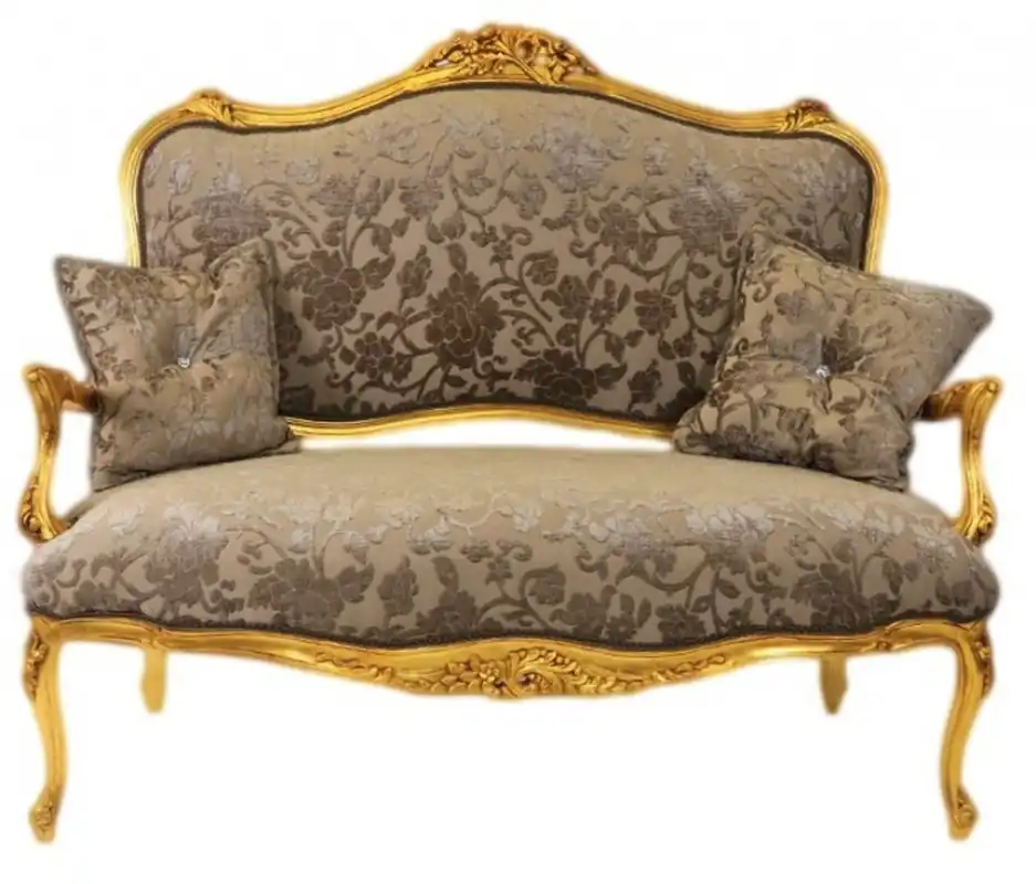 Mega-Angebot Casa Padrino Barock Sofa Grau-Khaki Muster / Gold - italienischer Stil - Barock Möbel