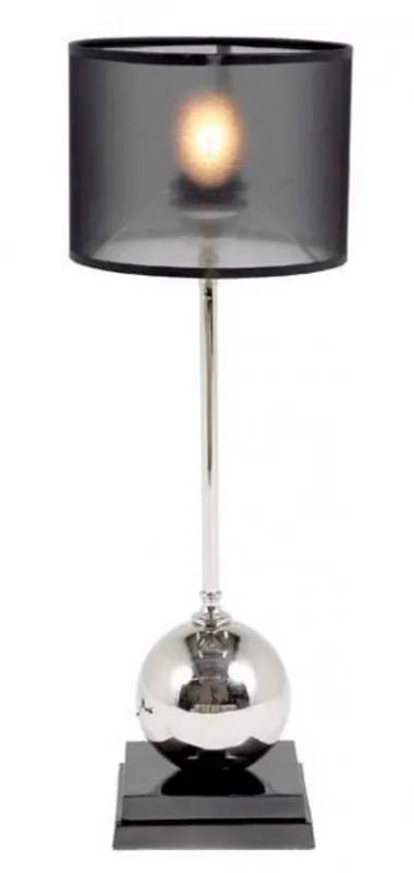 Ausverkauf Casa Padrino Luxus Tischleuchte Schwarz vernickeltes Metall - Leuchte - Luxury Collection