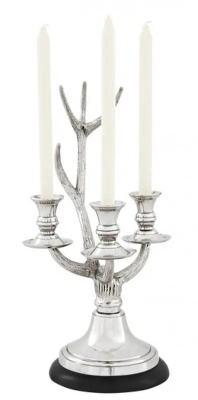 Casa Padrino Barock Luxus Kerzenständer Geweih Nickel Finish Rabatt