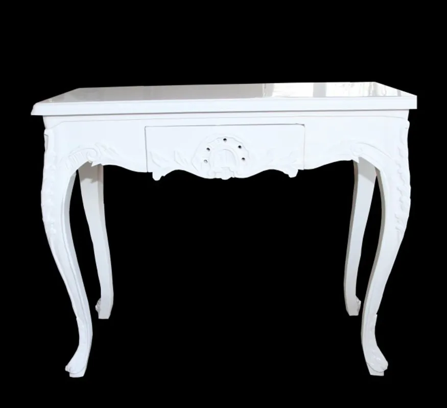 Casa Padrino Barock Konsolentisch Weiss mit Schubladen Damen Schminktisch - Antik Stil - Barock Möbel Top-Seller