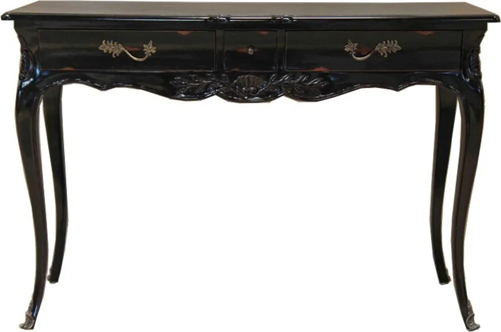 Geprüft Casa Padrino Barock Konsolentisch Antik Stil Schwarz mit 3 Schubladen 120 cm - Konsole Schrank Kommode