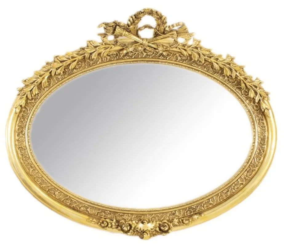 Casa Padrino Luxus Barock Wandspiegel Oval Gold - Massiv und Schwer - Goldener Spiegel Sonderaktion