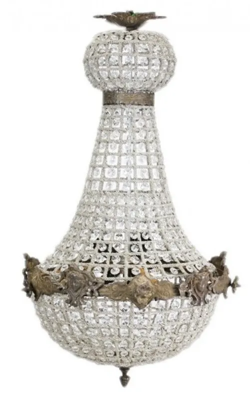 Letzte Chance Casa Padrino Barock Kronleuchter Oxide mit Glaskristallen 75 x 40 cm Antik Stil - Möbel Lüster Leuchter Hängeleuchte Hängelampe