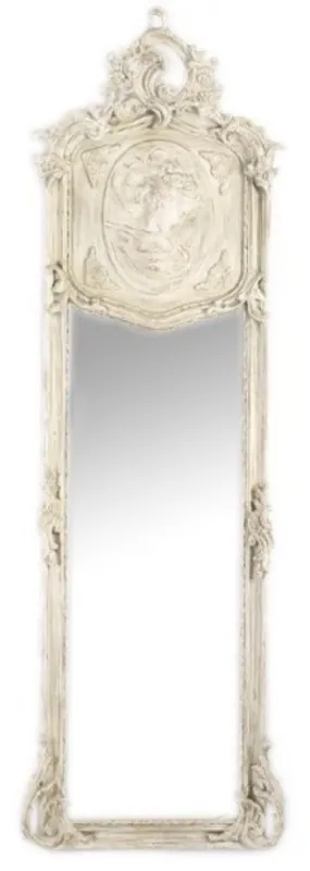 Casa Padrino Luxus Barock Wandspiegel Antik Grau-Creme 175 x 55 cm - Massiv und Schwer - Spiegel Markenware