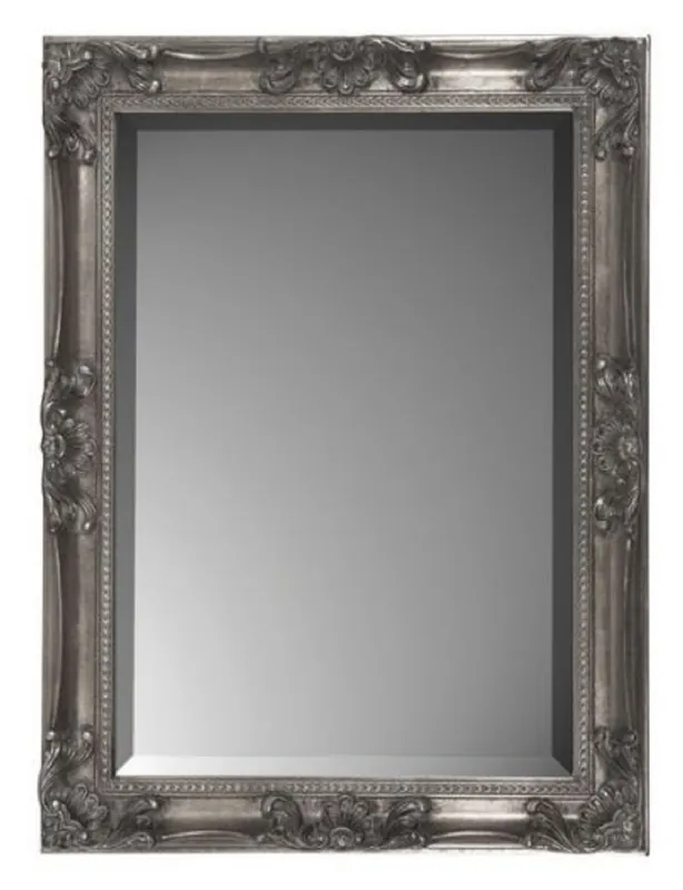Casa Padrino Barock Spiegel Antik Silber 62 x H. 82 cm - Rechteckiger Wandspiegel im Barockstil - Prunkvoller Antik Stil Garderoben Spiegel - Barock Interior - Handgefertigte Barock Möbel Direkt Vom Hersteller