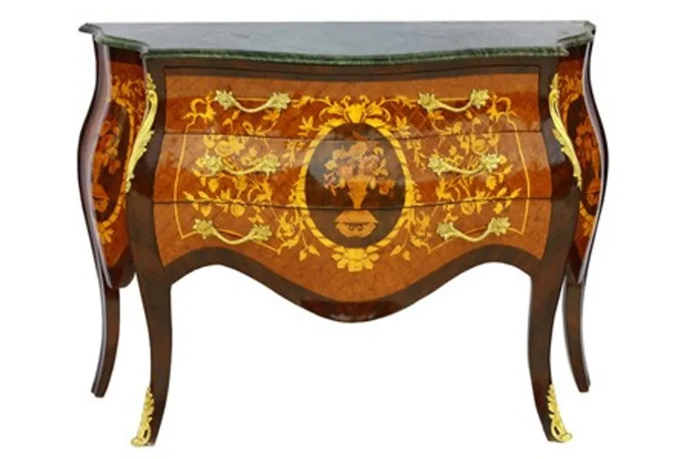 Casa Padrino Barock Kommode mit Marmorplatte Mahagonie Braun mit goldenen Metallapplikationen 121 cm - Hotel Collection Neuheit
