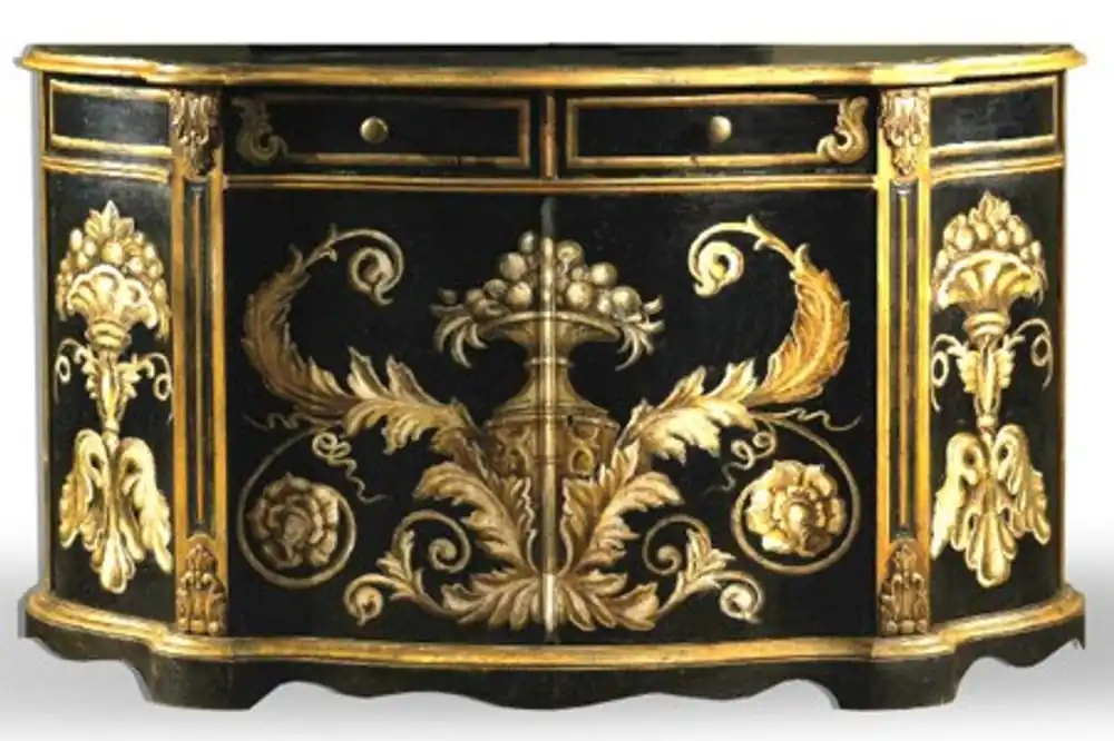 Neue Ware Casa Padrino Barock Sideboard Schwarz / Gold handbemalt 174 cm - Hotel Collection