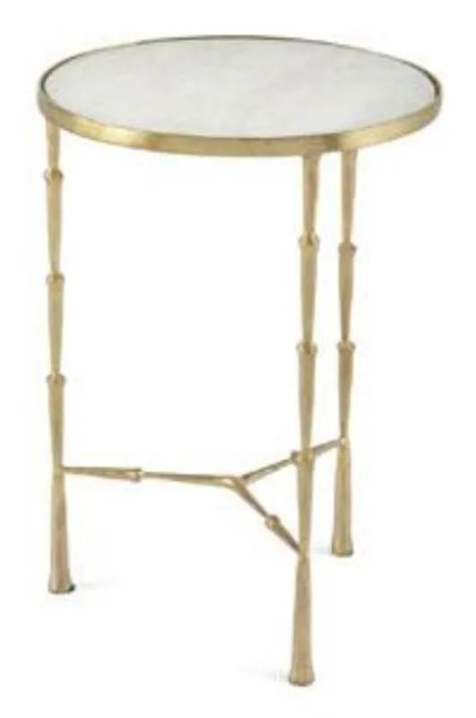 Casa Padrino Luxus Beistelltisch Messing Bamboo Gold Finish / weißer Marmor 46 x 46 x H 66 cm - Hotel Collection Top-Seller
