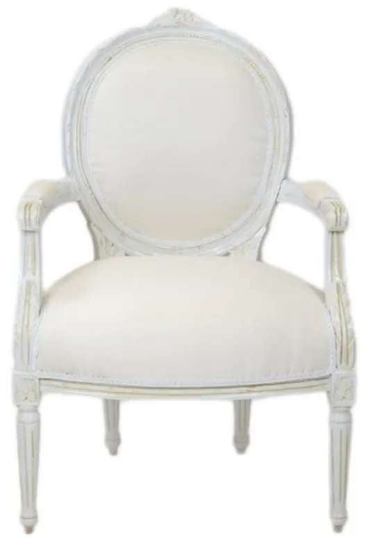 Casa Padrino Luxus Barock Medaillon Salon Stuhl Antik Weiß - Möbel Antik Stil Sonderangebot