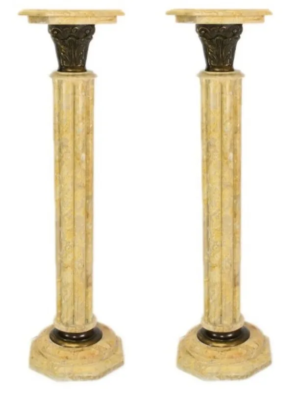 Casa Padrino Barock Marmor Säulen Set Creme Höhe - Marmor Säule (2 Stk) Sonderangebot