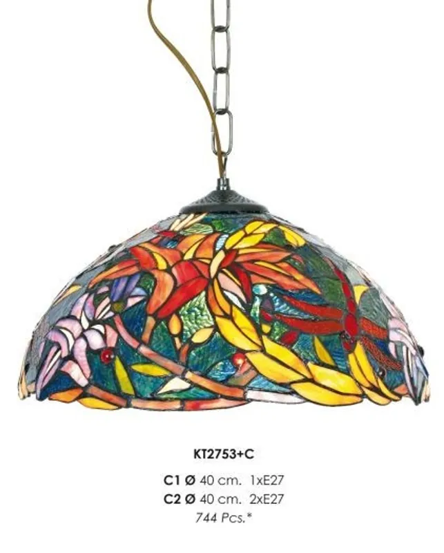 Zertifiziert Casa Padrino Tiffany Hängeleuchte 40cm Gelb / Grün / Rot - Glas Mosaik Decken Lampe Leuchte Barock Restaurant Beleuchtung