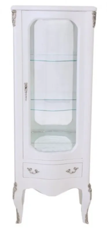 Geprüft Casa Padrino Barock Vitrine Weiß 130 cm - Vitrinenschrank - Wohnzimmerschrank