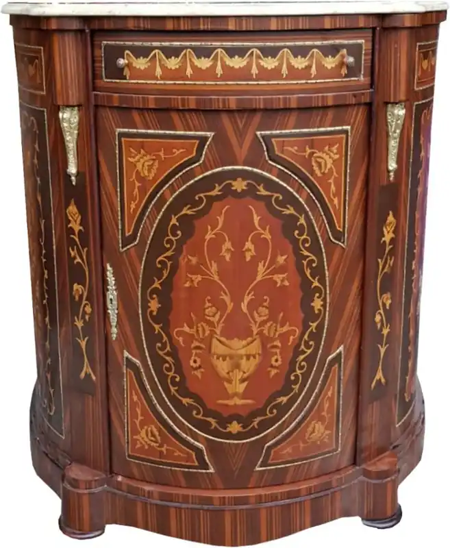 Sichere Zahlung Casa Padrino Empire Kommoden Schrank mit Marmorplatte Mahagoni Intarsien - Barock Möbel Kommode