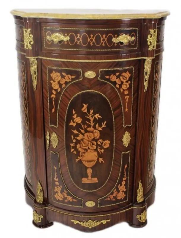 Preis Gesenkt Casa Padrino Empire Kommoden Schrank mit Marmorplatte Mahagoni Dunkelbraun Intarsien - Barock Möbel Kommode