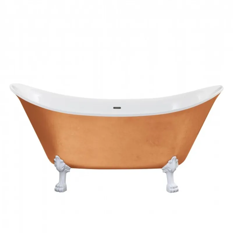 Casa Padrino Jugendstil Badewanne freistehend Kupfereffekt Modell He-Lyd 1730mm - Freistehende Retro Antik Badewanne Barock Stil Zertifiziert