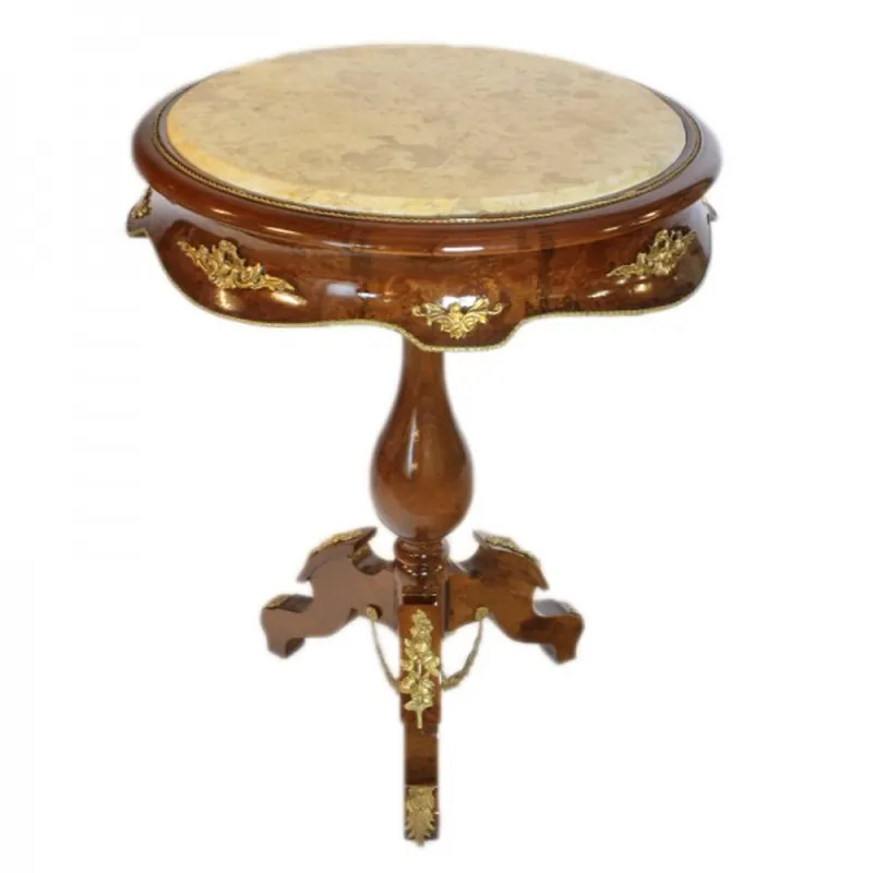 Preisreduziert Casa Padrino Barock Beistelltisch mit Marmorplatte Mahagoni / Creme / Gold H80 x 60cm - Ludwig XVI Antik Stil Tisch - Möbel