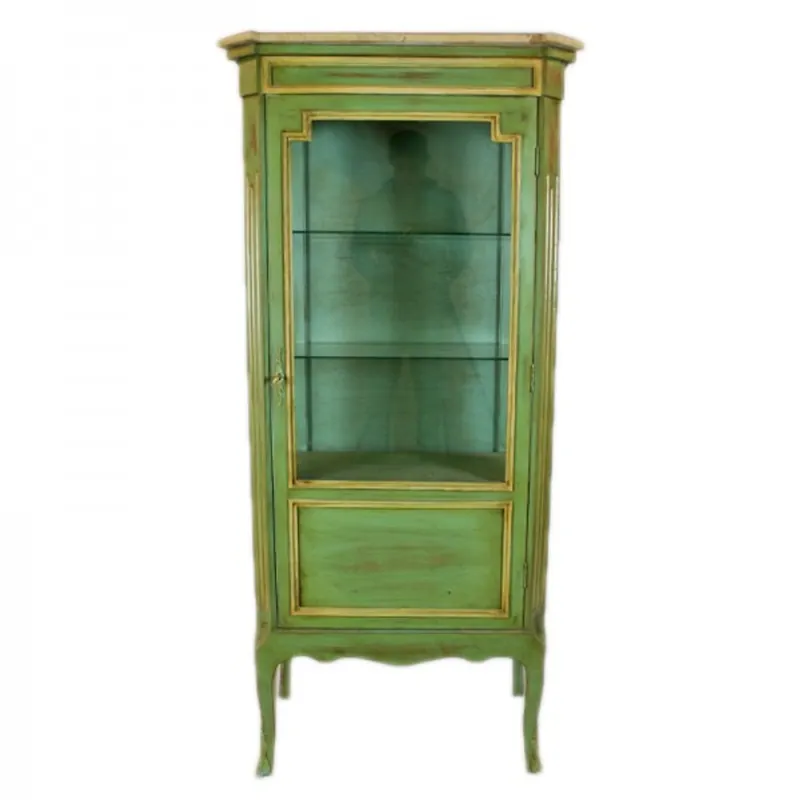 Casa Padrino Barock Vitrine Antik Stil Grün / Gold 160 cm - Vitrinenschrank - Wohnzimmer Schrank - Antik Stil Möbel Top-Seller