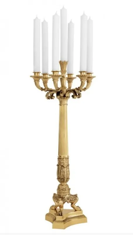 Preis Gesenkt Casa Padrino Massiver Luxus Kerzenständer Antikstil Messing poliert 79 x 30 cm - Kerzenhalter