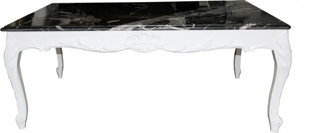 Casa Padrino Barock Couchtisch Weiß mit Marmorplatte 120 x 80 cm - Limited Edition Neu