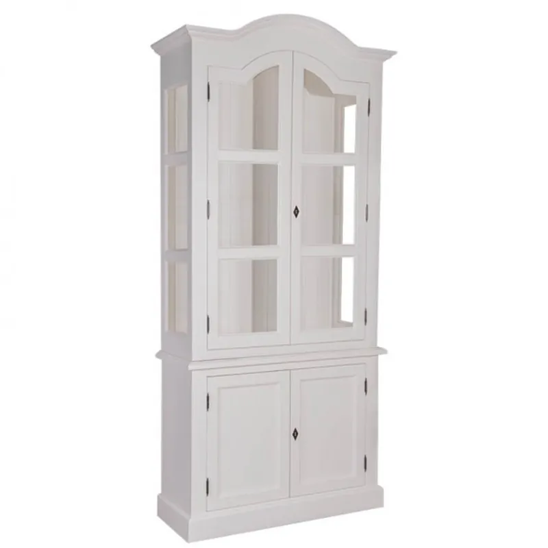 Casa Padrino Jugendstil Wohnzimmer Schrank Küchenschrank Weiß 104 x H 220 cm- Esszimmer Schrank Barock Antik Landhaus Stil Markenprodukt