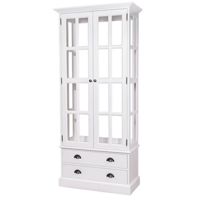 Preis Gesenkt Casa Padrino Landhaus Vitrinen Schrank Küchenschrank Weiß 90 x H 200 cm - Esszimmer Schrank Wohnzimmer Antik Landhaus Stil Vitrine