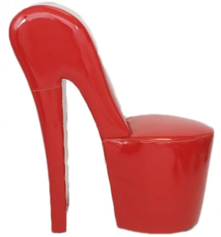 Casa Padrino High Heel Sessel Rot Lack Luxus Design - Designer Sessel - Club Möbel - Schuh Stuhl Sessel Garantierte Lieferung