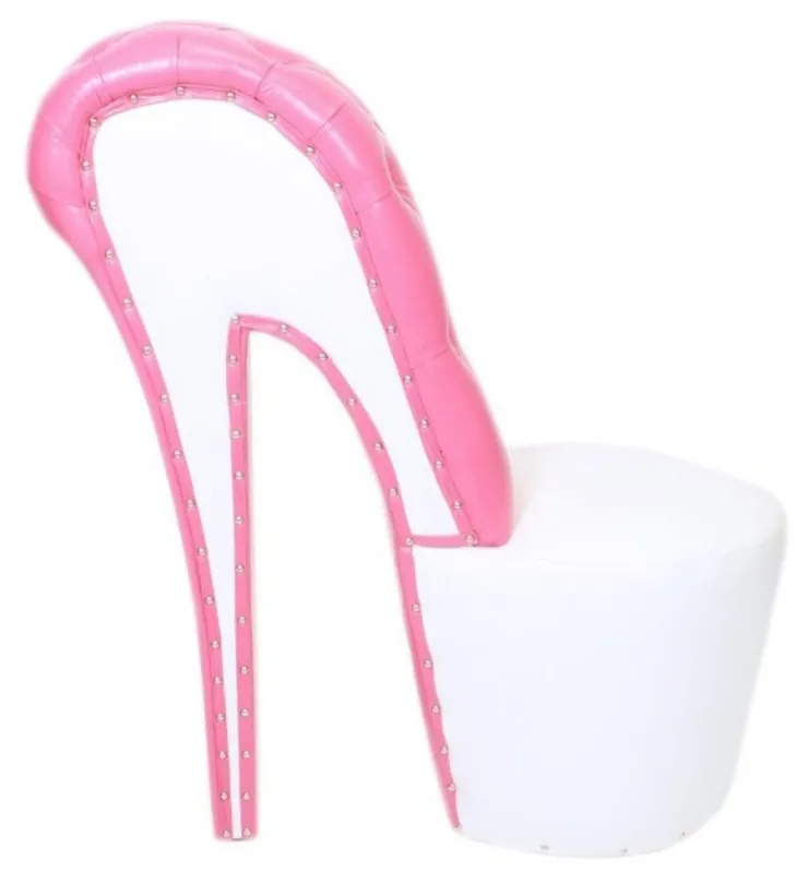 Sonderangebot Casa Padrino High Heel Sessel mit Dekosteinen Weiß / Rosa Luxus Design - Designer Sessel - Club Möbel - Schuh Stuhl Sessel