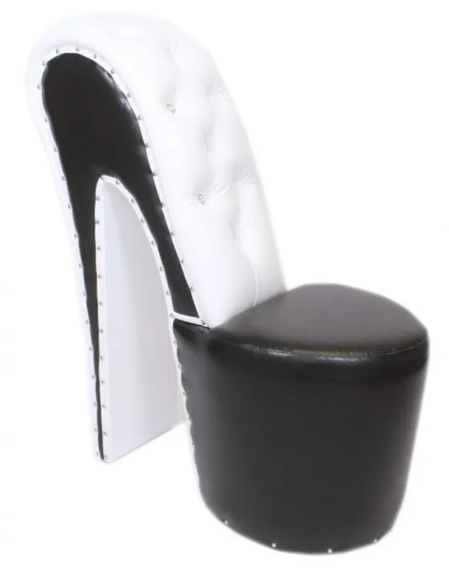 Angebot Casa Padrino High Heel Sessel mit Dekosteinen Schwarz / Weiss Luxus Design - Designer Sessel - Club Möbel - Schuh Stuhl Sessel