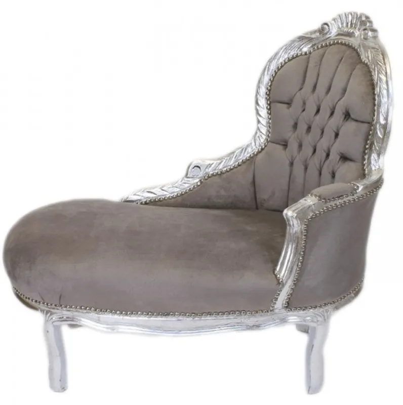 Super-Preis Casa Padrino Barock Kinder Chaiselongue Grau / Silber Mod2 - Barock Möbel