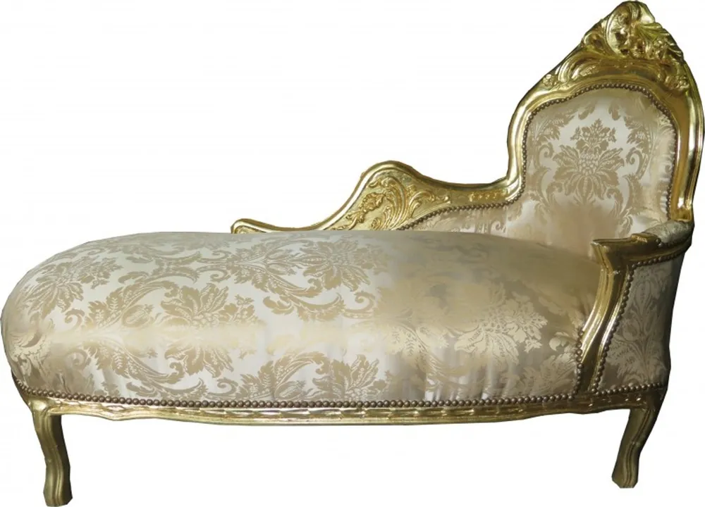Neue Kollektion Casa Padrino Barock Chaiselongue Creme Gold Muster / Gold - Recamiere Liege Barock Möbel