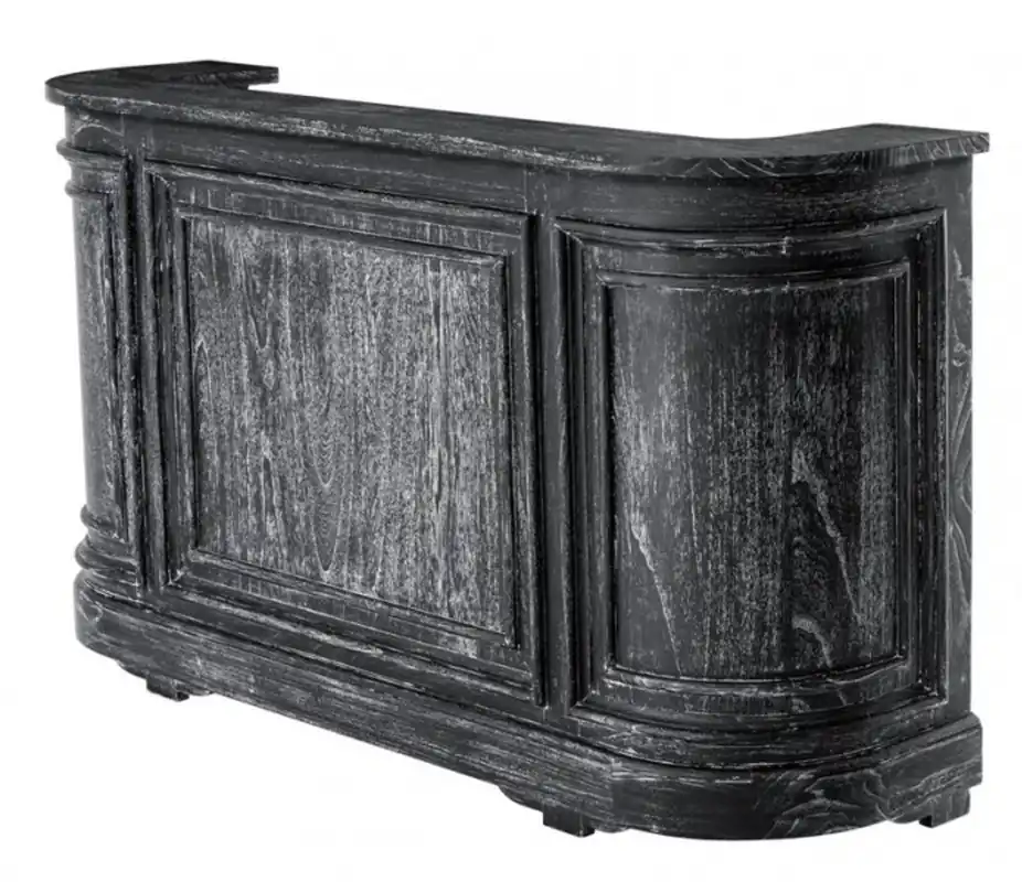 Casa Padrino Vintage Look Theken Schrank 190 cm Theke Schwarz Washed Antik Stil - Ladentheke Ladeneinrichtung Letzte Chance