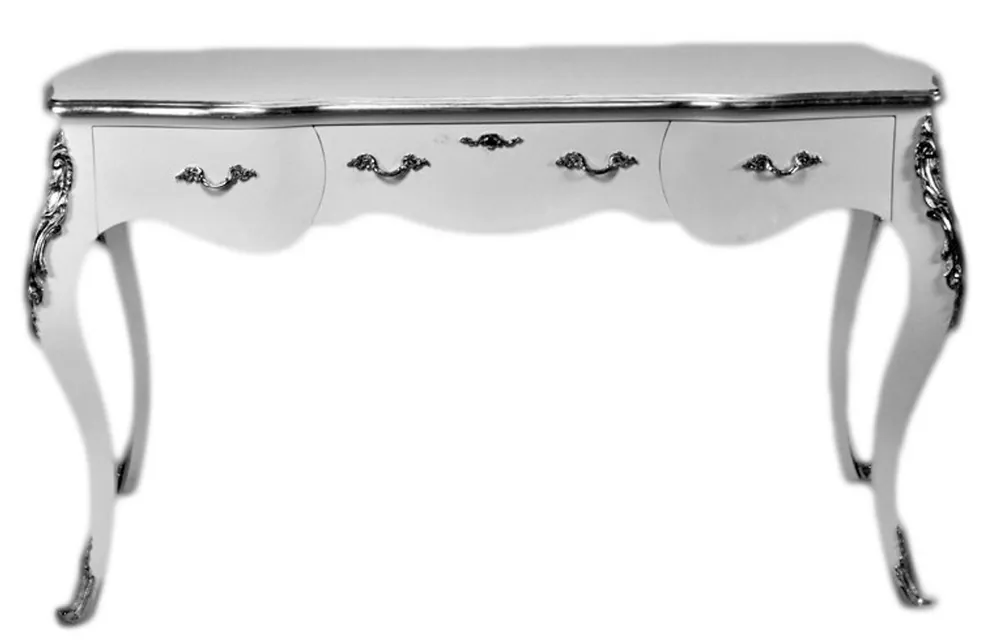 Sonderangebot Casa Padrino Luxus Barock Sekretär Weiß / Silber 150 cm - Schreibtisch Luxus Möbel