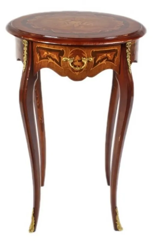 Knallerangebot Casa Padrino Barock Beistelltisch Mahagoni Intarsien mit Schublade H70 x 50cm - Ludwig XVI Antik Stil Tisch - Möbel